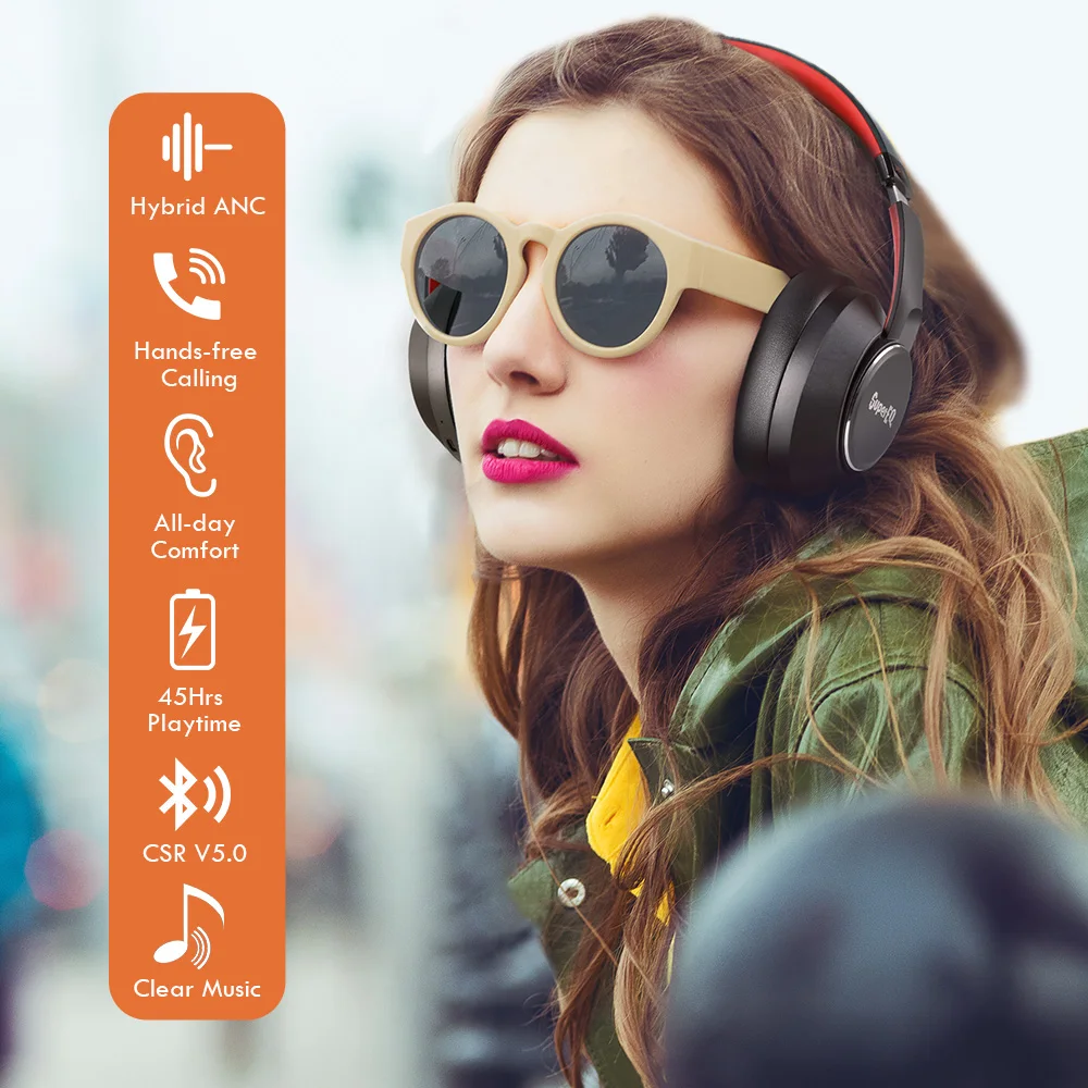 Беспроводная гарнитура Oneodio наушники с активным шумоподавлением прозрачные Hi-Fi