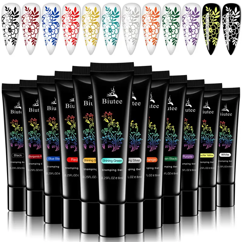 Biutee Гель-лак для ногтей штамповка Шаблоны Печать масло УФ-гель лак отмачиваемый 8