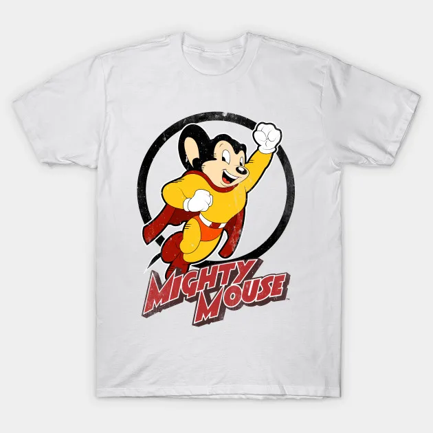 

2021 Men/Women's Summer White Street Fashion Hip Hop Super Mighty Mouse T-shirt Cotton Tees Short Sleeve Tops