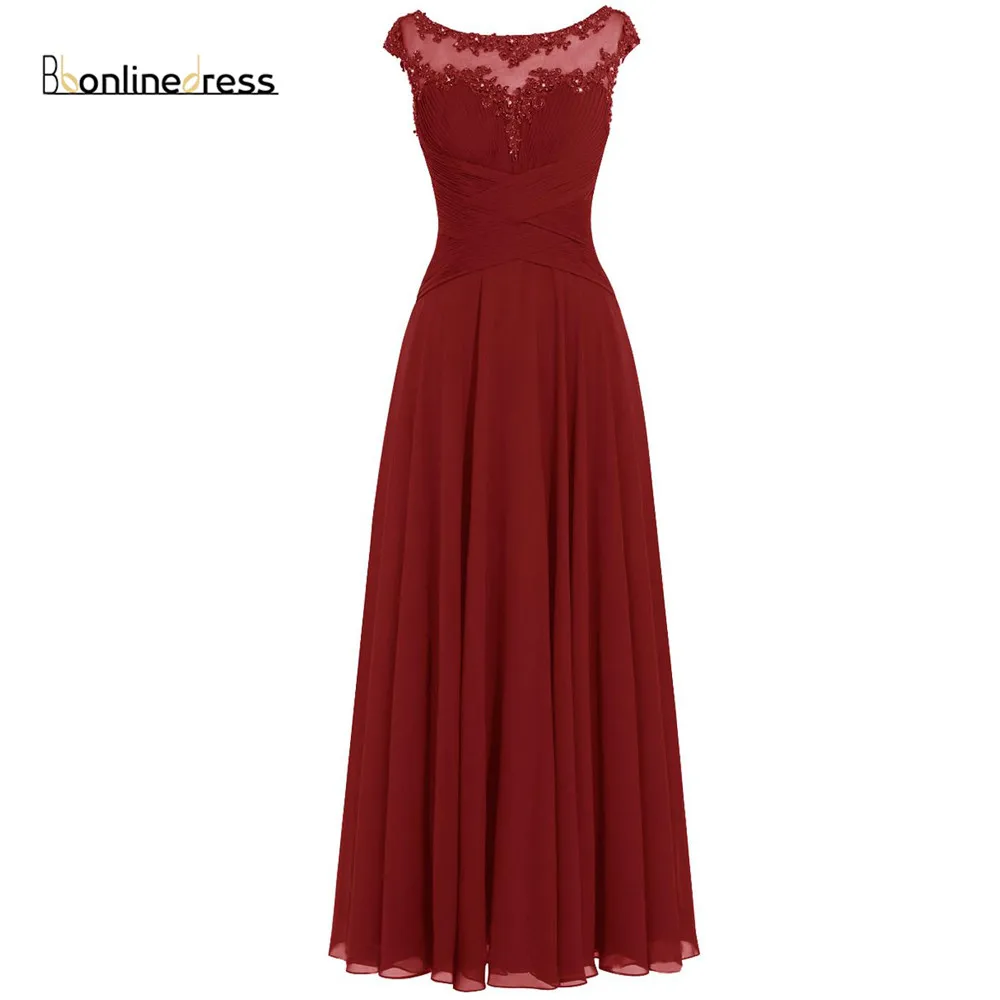 Bbonlindress Королевское синее вечернее платье кружевное Плиссированное шифоновое