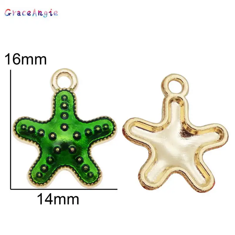 

GraceAngie 15pcs Alloy Enamel Starfish Charms for Women Bracelet Necklace Earrings Pendants Making Craft DIY Accessory 16*14mm