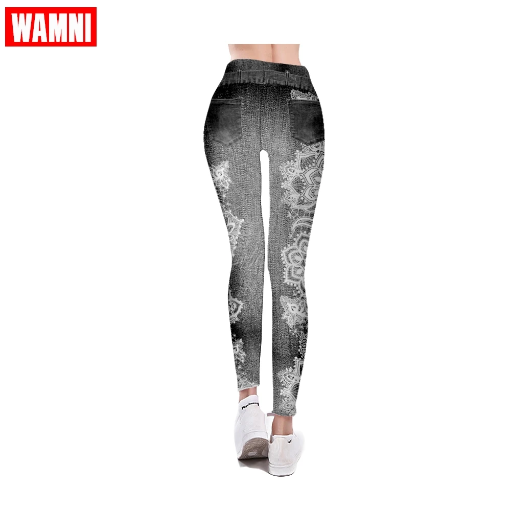 WAMNI 3D женские обтягивающие спортивные Капри сексуальные для йоги бесшовные