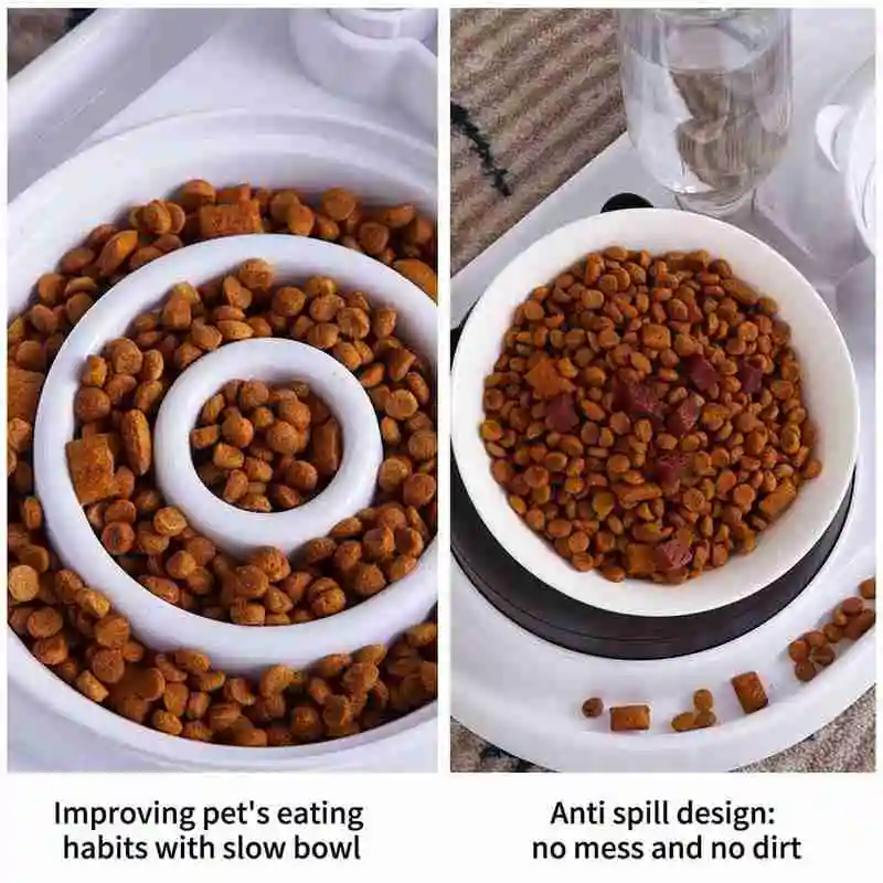 

Detachable steel food and water bowl set cats, fountains For dogs, automatic drinking N3M8