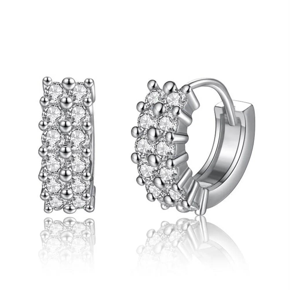

SCE79 Korean double-row drill Earrings fashionable OL Korean wind Earrings platinum-plated Zircon Earrings