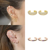 crmya 1pair cubic zirconia clip earrings without piercing cz silver gold filled ear cuff non pierced ears earrings for women
