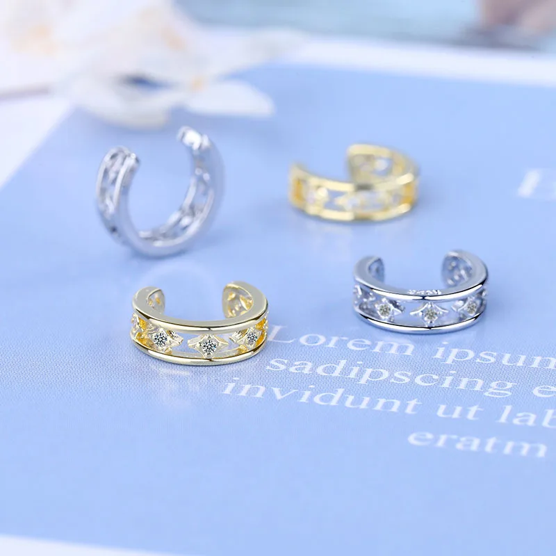 

Fashion 925 Sterling Silver Ear Cuffs Earrings Without Piercing Small Round Cubic Zircon Ear Clips on Earring Silver 925 Jewelry