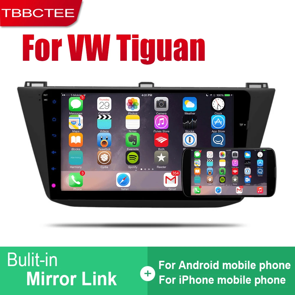 Автомобильная мультимедийная система TBBCTEE 2 Din Android для Volkswagen VW Tiguan 2016 ~ 2019