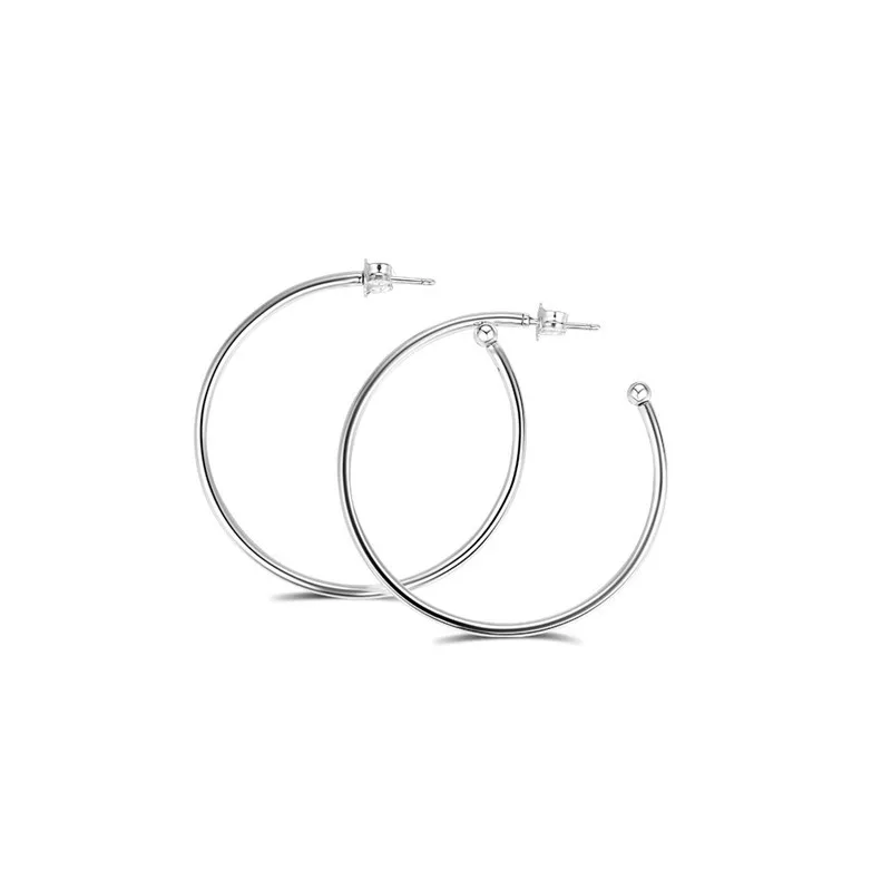 

2 Size Small & Big Round Shape Hoop Earrings Sterling Silver 925 Jewelry Charm Earrings for Women Fine Silver Earrings Jewelry