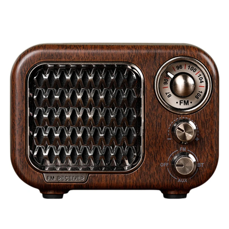 

FM-радио в стиле ретро с Bluetooth, ностальгическое радио с перезаряжаемой батареей 1100 мАч, поддержка AUX/TF-карты/Bluetooth