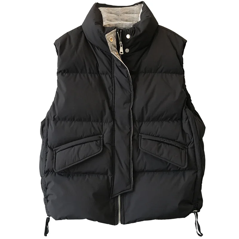 

Short Down Cotton Waistcoat Women Autumn and Winter Padded Vest Waistcoat Loose Sleeveless Cotton Waistcoat Jacket