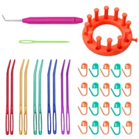 rorgeto round knitting loom craft yarn kit diy weaving tools set with 10pcs bent tip tapestry needles 20pcs markers clips