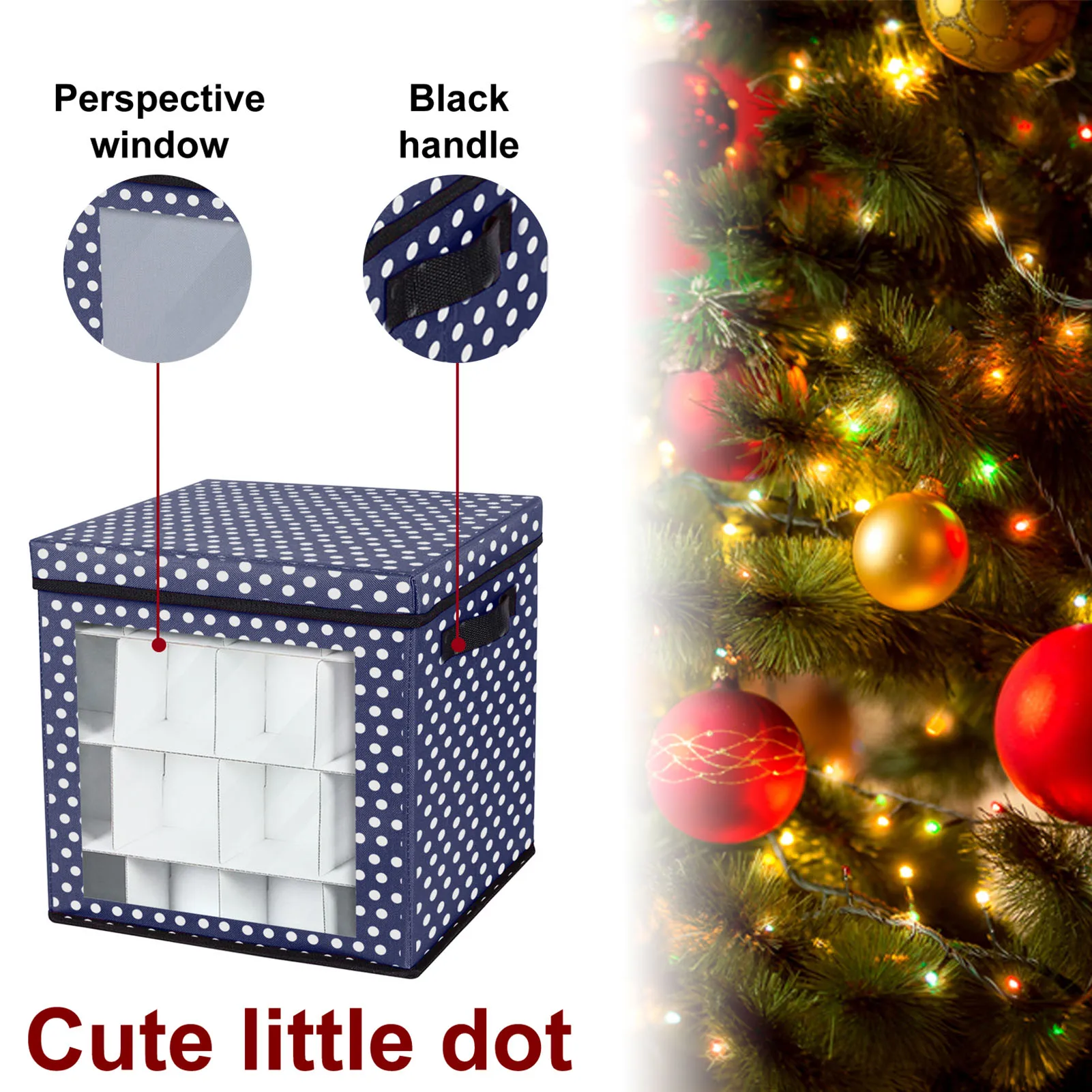 Коробка для хранения рождественских украшений с крышкой и картонными