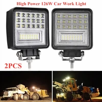 2pcs 4x4 off road work light 126w flood 4 3 led fog lights for auto atv lada tractor truck suv boat led bar car accessories