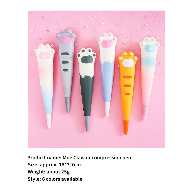 Ручка гелевая для снятия стресса креативная мягкая губка с изображением кошек