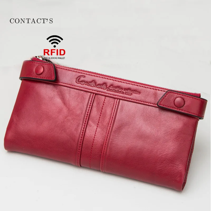 Womens Wallet RFID Fashion Leather Ladies Wallet Multifunctional Zipper Leather Female Clutch
