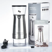 usb electric coffee grinder stainless steel adjustable professional coffee bean mill machine kitchen tools with brush