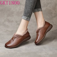 gktinoo 2022 shoes women winter warm wool genuine leather flat shoes casual loafers slip on womens flats shoes moccasins lady