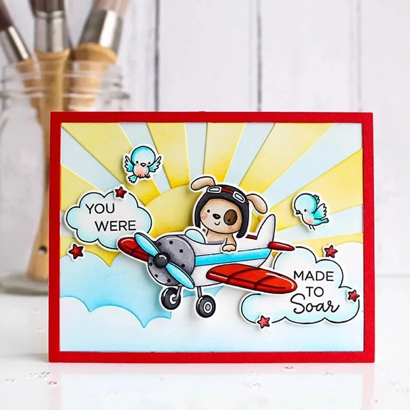 Яркий восход солнца закат с облаком металлические высекальные трафареты высечка