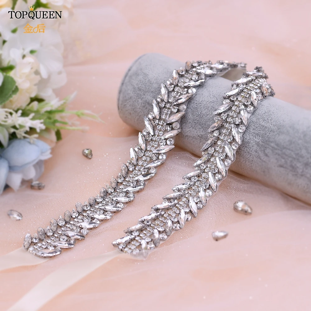 

TOPQUEEN S465 Bridal Belt Rhinestone Beading Decorations for Bridal Dress with a Belt Wedding Belt Sash Prom Dresses Belt