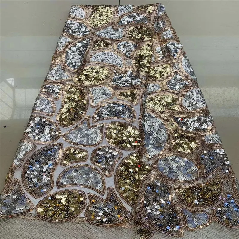 

High Quality African Sequins Lace Fabric French Net Embroidery Tulle Lace Fabric For Nigerian Wedding Party Dress JYN195