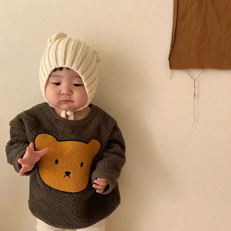 Winter Baby Girls Boys Cute Cartoon Bear Thicken Warm Sweatshirts Tops Kids Children Long Sleeve Hoodies Outerwear |