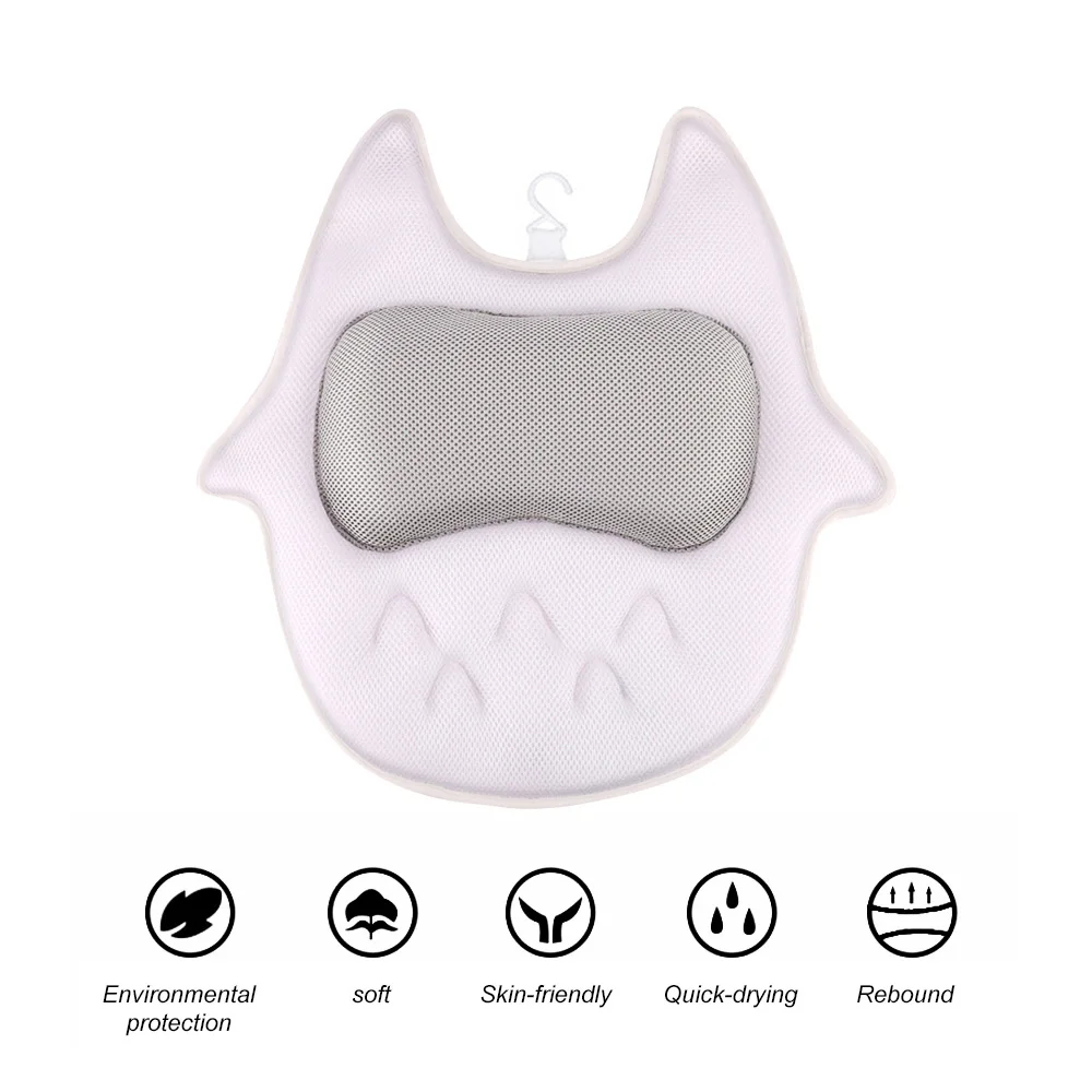 3D подушка в форме совы для ванны Нескользящая на присоске удобная головы шеи дома