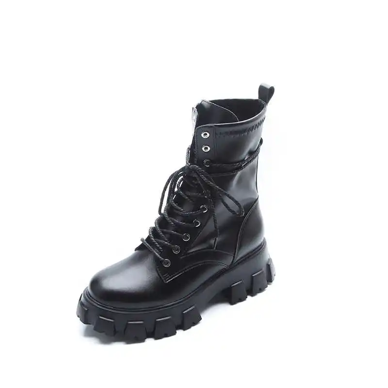 

Black short women's boots 2021 new British Martin boots with thick heel and thick bottom
