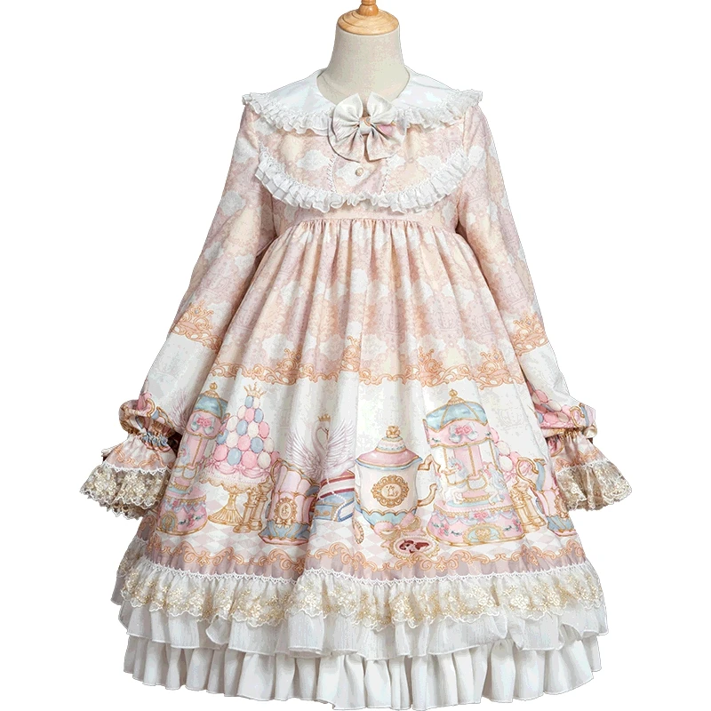 

Japanese Sweet Cute Lolita Dress Girls Vintage Victorian Gothic Childhood Dream Long Sleeve Op Dress Women Luxury Princess Dress