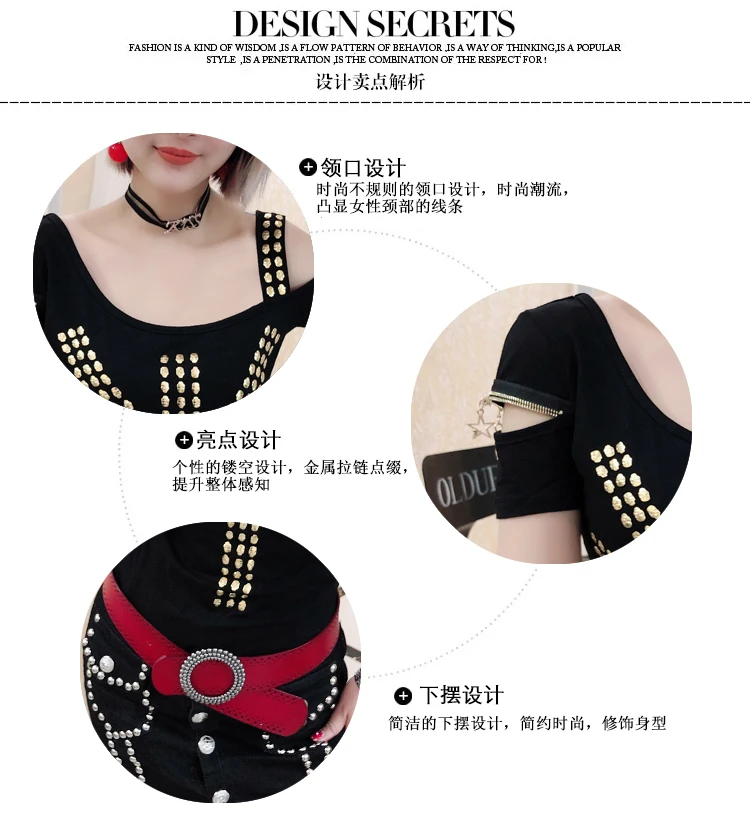 

Sexy Oblique Shoulder Diamonds Tshirt 2019 New Spring Summer Women Slash Neck Short Sleeve Top Shirt Clothes Streetwear T93704