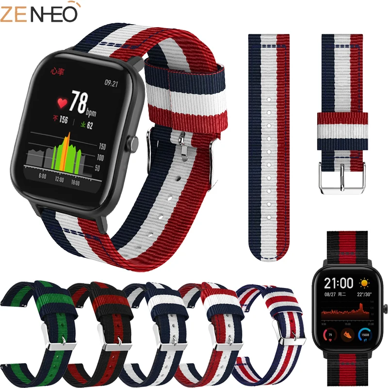 Ремешок нейлоновый для Huami Amazfit GTS Bip Pace Lite Молодежный браслет смарт часов Garmin