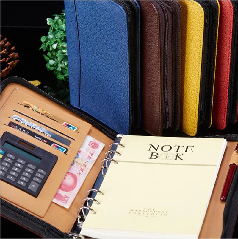 A6 A5 B5 Ноутбук искусственная кожа спиральный Padfolio папка калькулятор личный