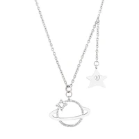 new creative temperament malefemale pendant stainless steel star planet zircon necklaces for girlfriend gift