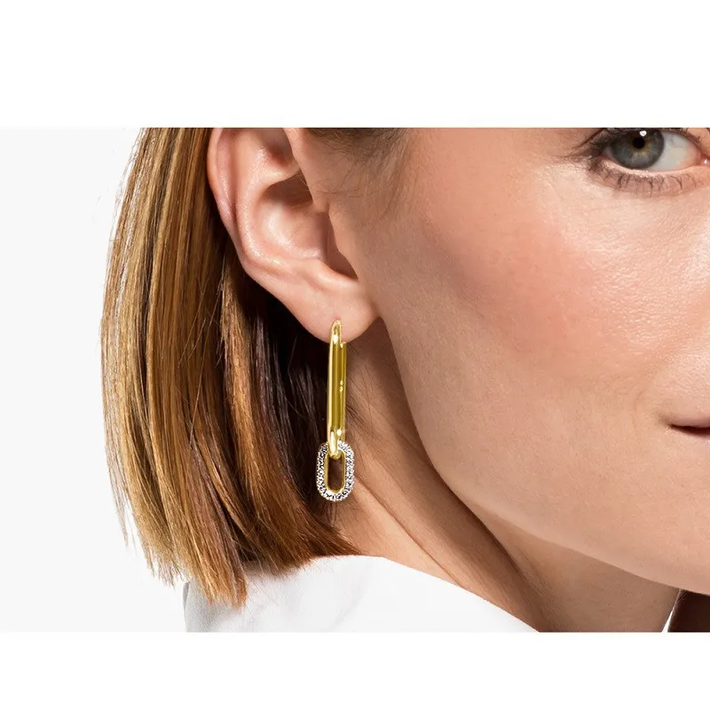 

925 Interlocked Circle Dangle Earrings for Women Wedding Party Decor Chic Metal Stainless Steel Oval Fashion Jewelry Accessory