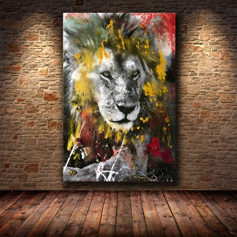 

Colorful Lion Animal Abstract Painting Modern Wall Art Picture Poster Canvas Painting Decor Painting Oil Painting Home Decor
