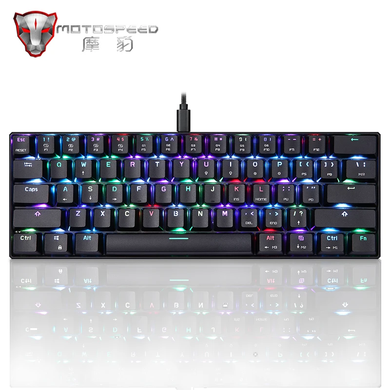 60% мини Motospeed CK61 игровая механическая клавиатура синий и красный цвета