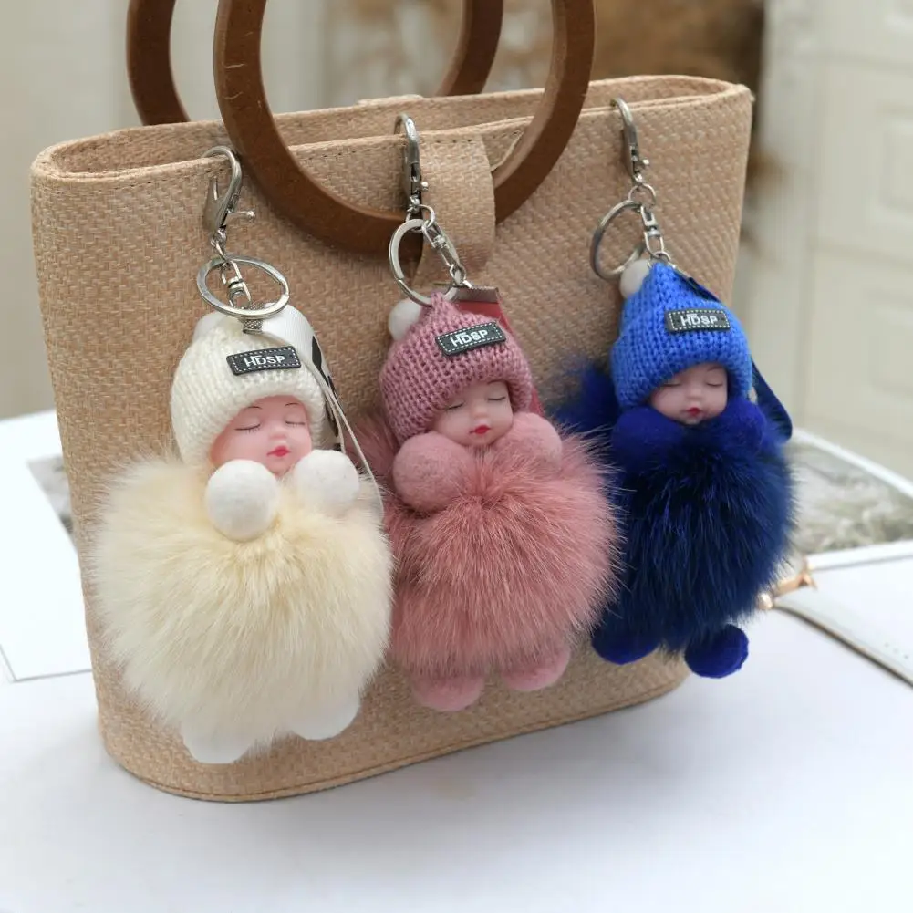 

Practical Key Ring Decorative Portable Fur Ball Plush Fluffy Key Ring Pendant Keychains Key Chains