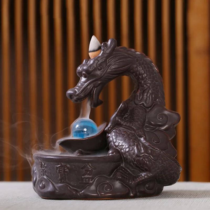 

Lofty Mountains And Flowing Water Backflow Incense Burner Cerative Resin Smoke Waterfall Incense Sticks Holder