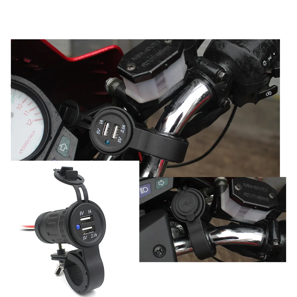 12V / 24V мотоцикл руль двойной USB телефон зарядное устройство адаптер для