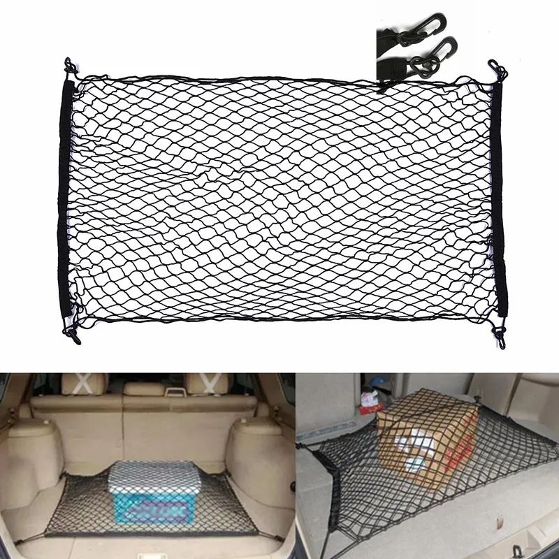 

Car SUV Rear Trunk Nylon Net Luggage Cargo Storage Bag Automobiles Elastic Mesh Net Holder Pocket With 4 Hooks