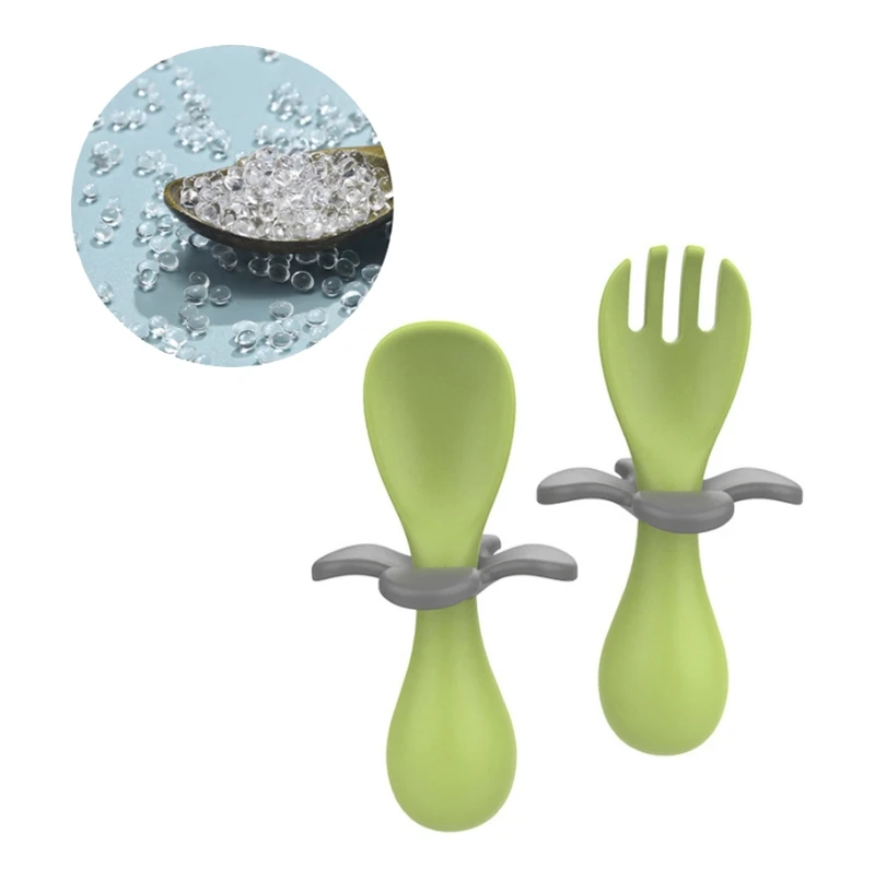 

2Pcs Baby Learn Feeding Spoon Fork Set Solid Color Kids Tableware Portable Toddler Training Cutlery