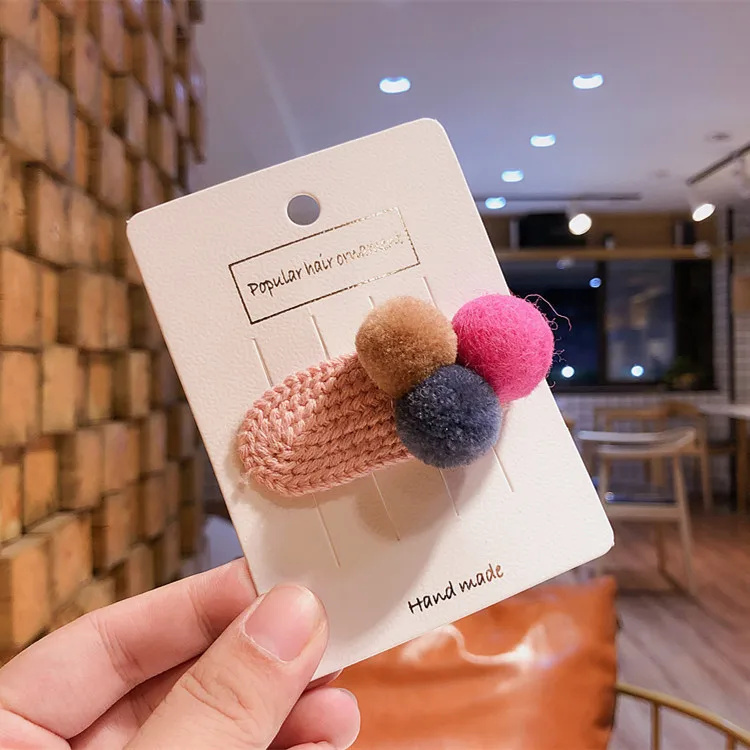 Модные милые заколки-пряжки с помпоном 24 шт. шпильки для волос заколки головной