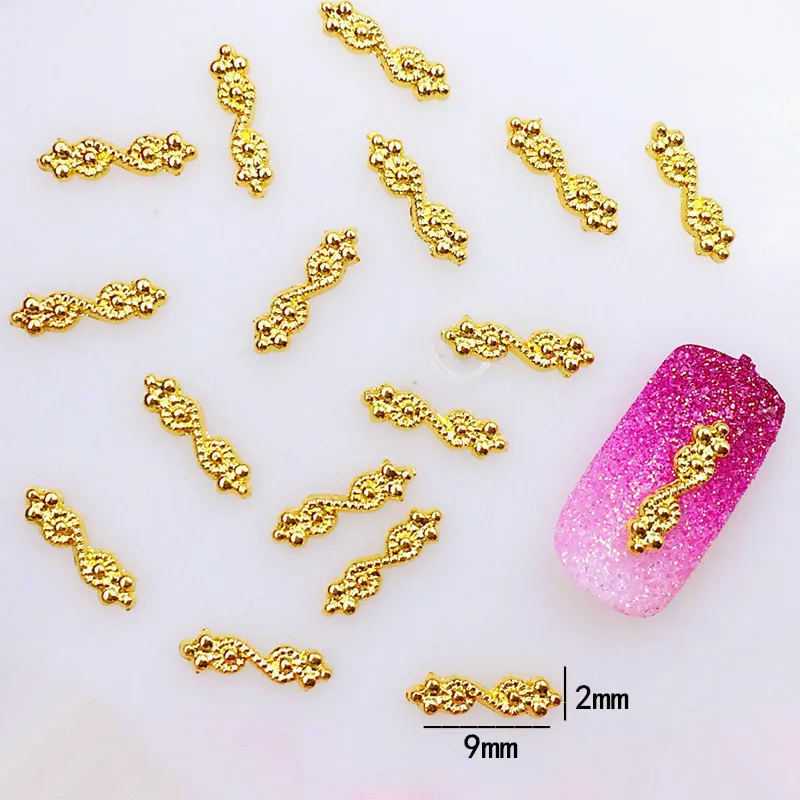50Pcs/Lot metal nail art cross bow knot key tortoise rabbit heart 3d gel nail jewelry charms decoration tools