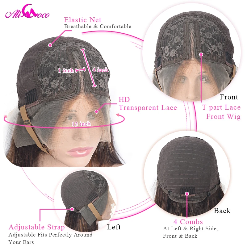 

Ali Coco #4/27 Highlight Color Human Hair Wig Brazilian Remy Hair Lace Front Wigs Preplucked Body Wave Wigs For Women