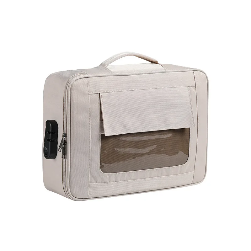 

Портативная сумка для хранения документов, портфель большой емкости, двухслойная, многофункциональная посылка для паспорта, документов, с ...