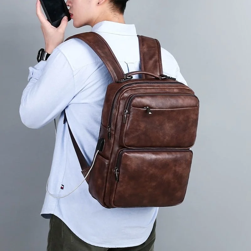 

2021 Men's Backpack Fashion Usb Charging Backbag Large Capacity Business Travel Bagpack School Bags For College Students