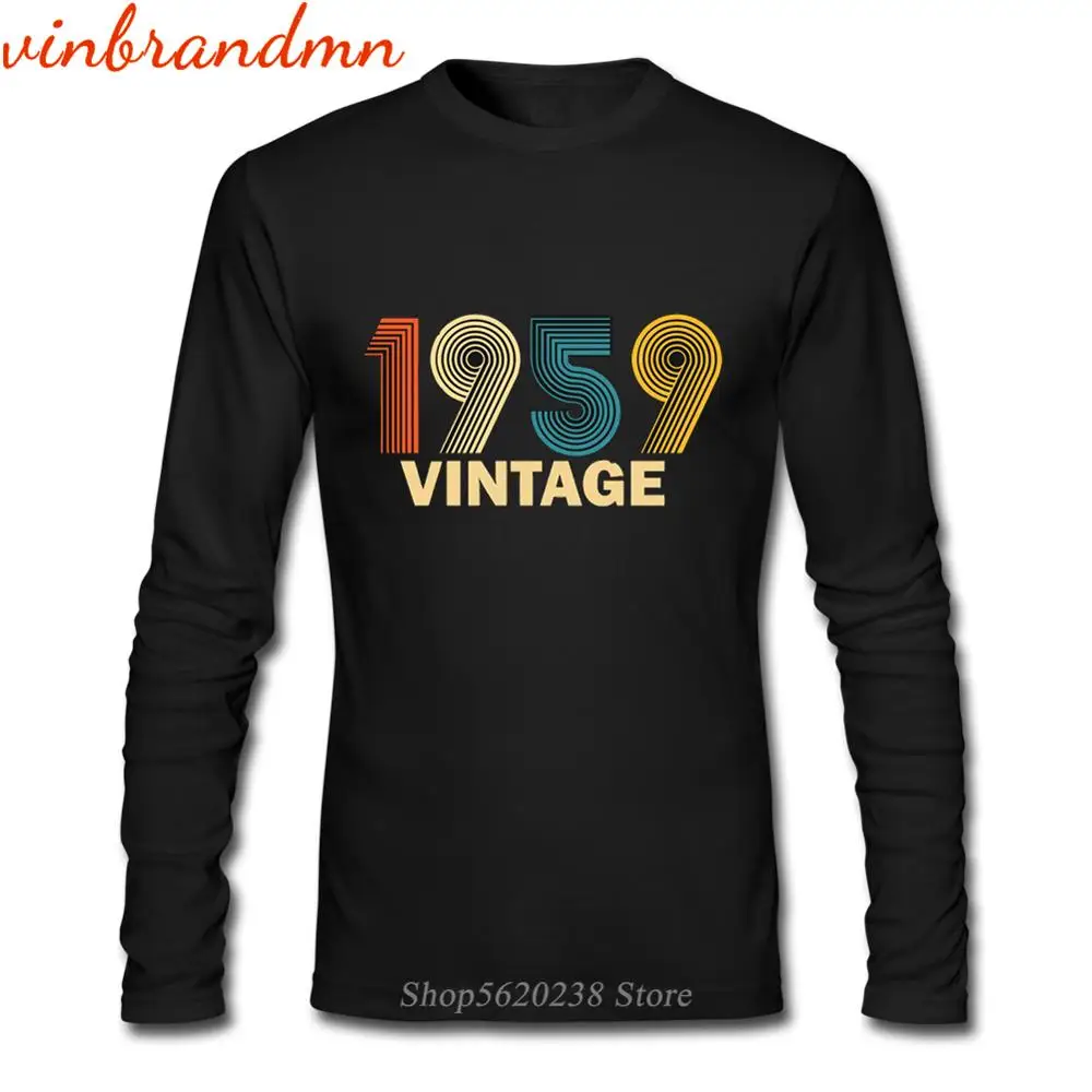 Мужские Винтажные Забавные футболки с длинным рукавом 1959 классический подарок