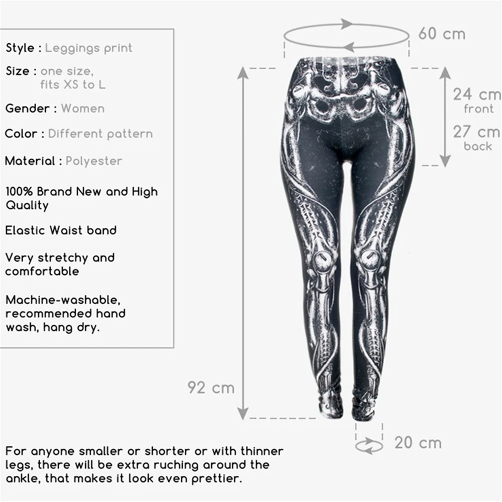 Biomechanical черный Графический полный печати леггинсы для женщин Фитнес Леггинсы эластичные брюки леггинсы брюки