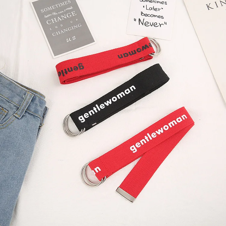 Холщовые ремни с надписями пояс двойной пряжкой поясные женские повседневные 2019