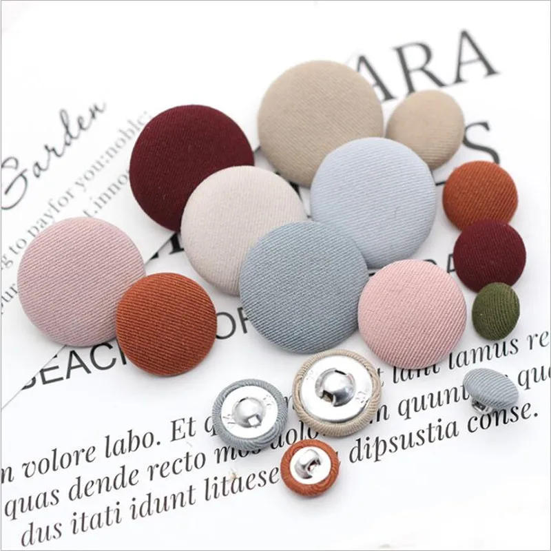 

Round Buttons Sewing Fabric Covered Diy Accessories for Patchwork Crafts Garments Overcoats Bags Sofa Shoes 50pcs