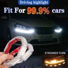 Светодиодные дневные ходовые огни, последовательная Гибкая Водонепроницаемая Налобная фара, указатели поворота для автомобисветильник вождения, 2 шт.